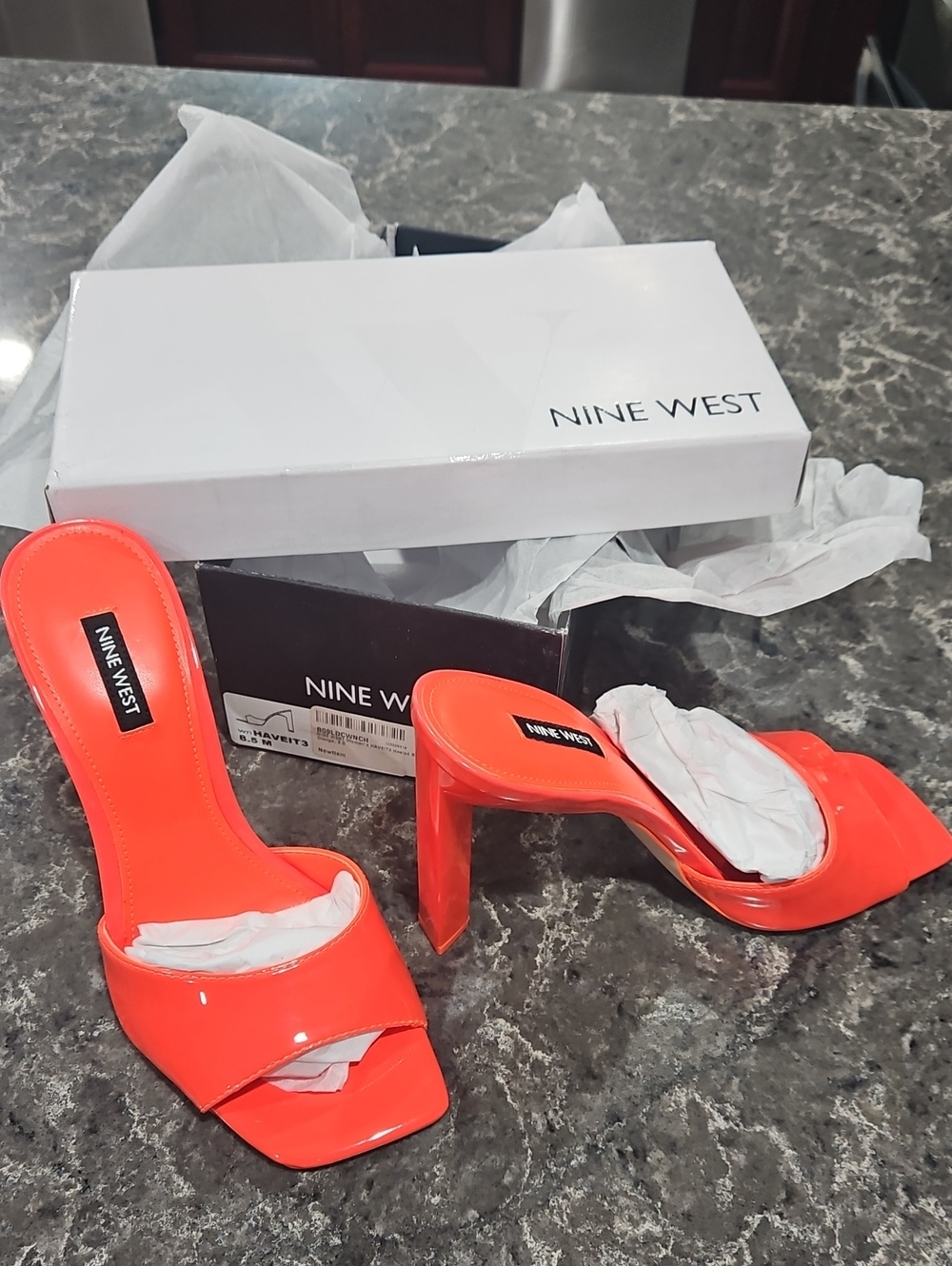Nine West Size 8.4 Orange Slide Heels Haveit3